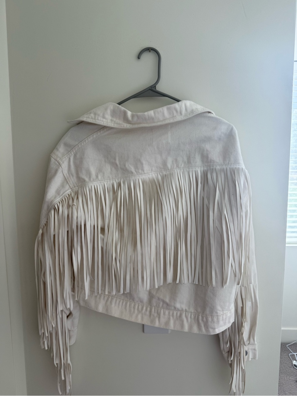 Le Lis Off-White Fringe Jean Jacket